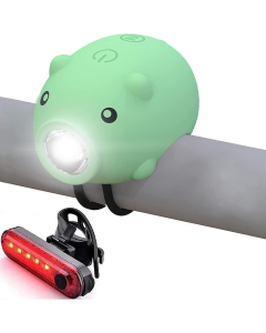 Set de luces de bicicleta de cerdito con bocina y luz trasera, recargable por USB-C