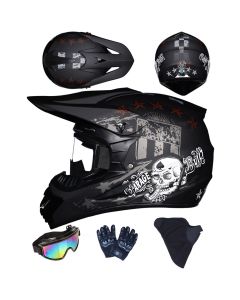 Set de casco de dirt bike para niños y jóvenes con gafas, guantes y máscara para conducción todoterreno
