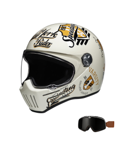 Set de casco integral de moto retro para conducción cruiser y café racer